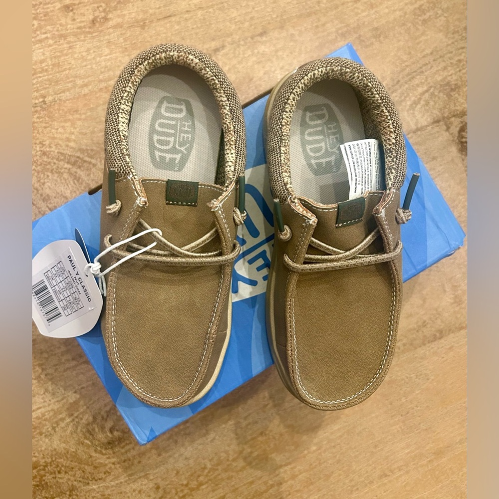 Boys Hey Dude Paul Y Classic Tan (Nut) Slip On Shoes- Size 12- NWT